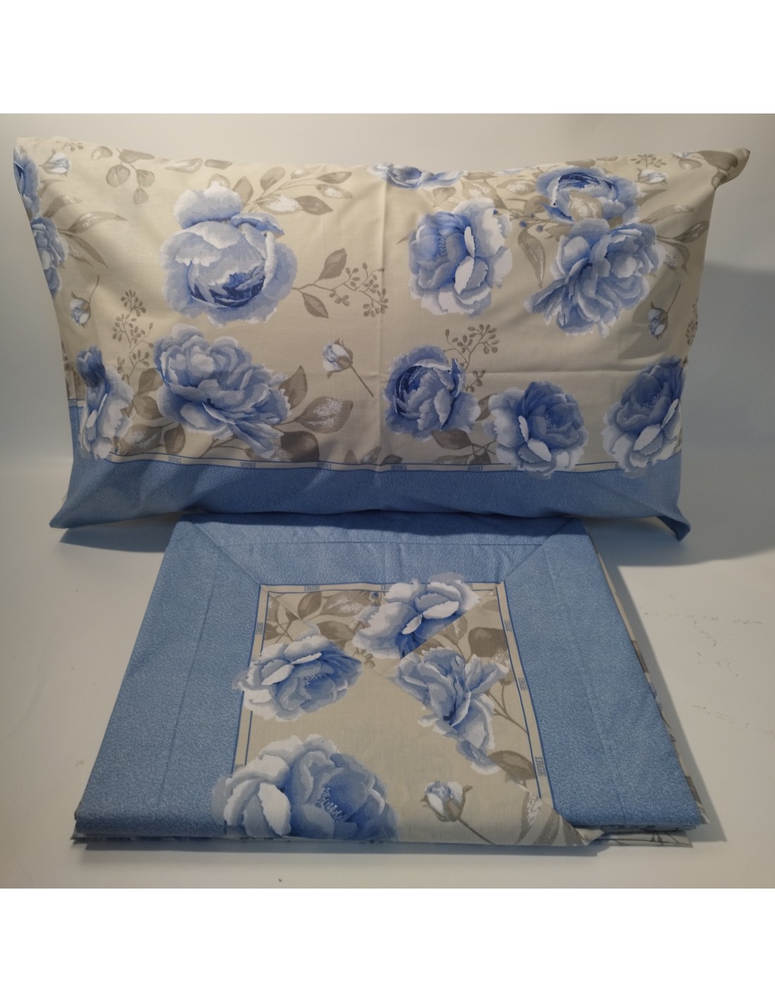 Completo letto matrimoniale Irge Ginevra fiori azzurro 1