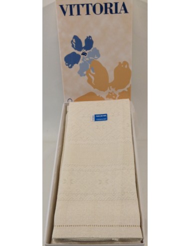 VITTORIA 6  OSPITI PURO LINO CON ORLO A GIORNO  naturale