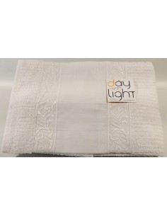 Coppia asciugamani Alessandra con inserto in tela aida da ricamare bianco